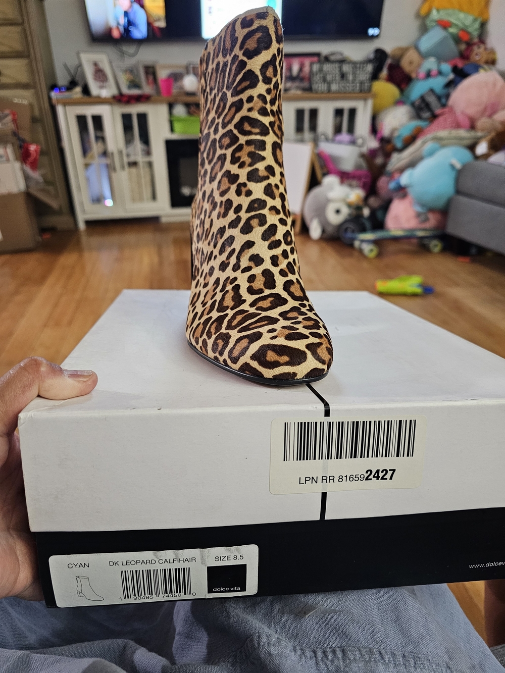 Dolce Vita Leopard Print Calf-Hair Ankle Boot in Brown and Black